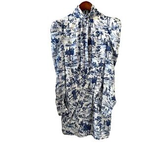 AQUA NEW Toile Puff Sleeve Turtleneck Cocktail Dress Size S